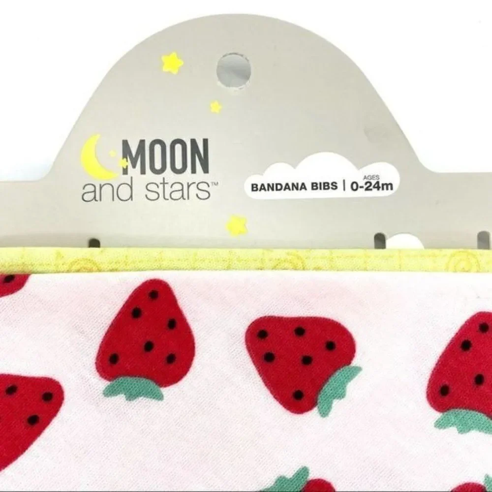 Moon & Stars Baby Bib, Headband and Socks Set New Strawberry, Butterfly, Bee